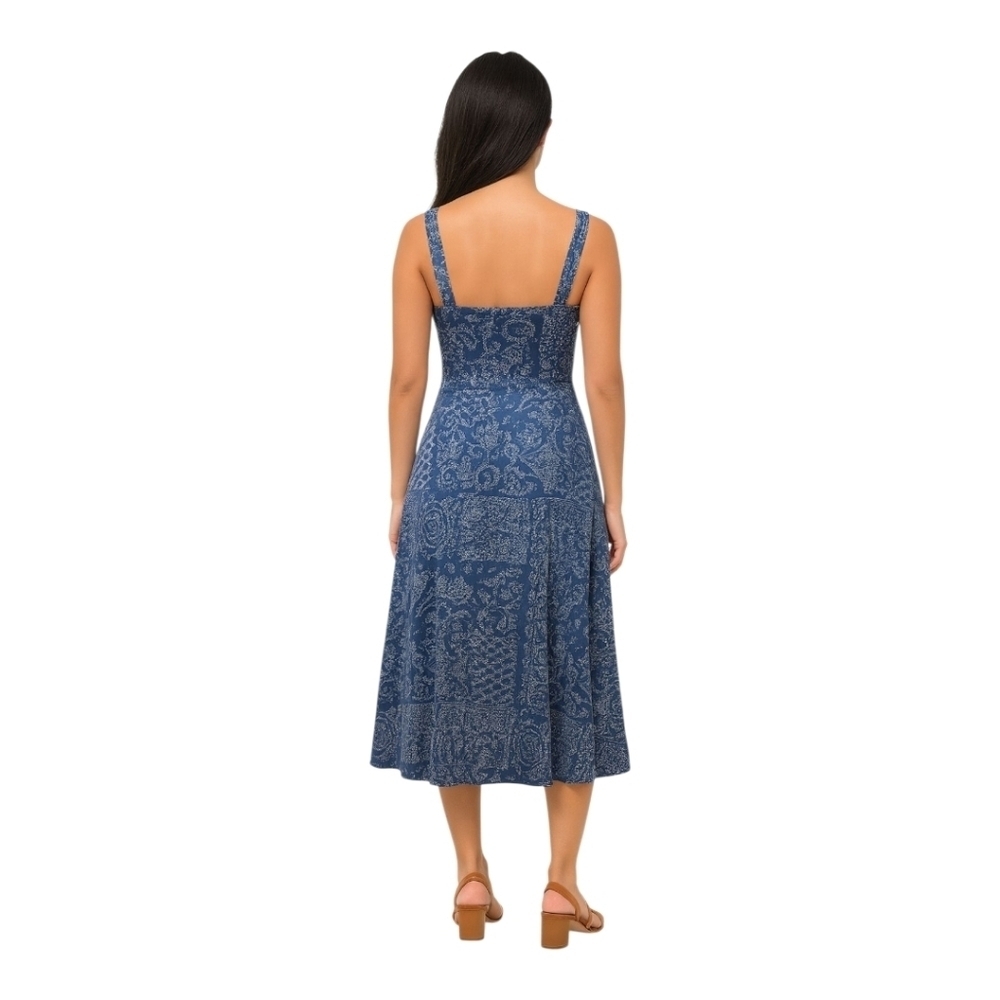 Chaps Navy and White Patterned Maxi Dress - Picture 5 of 6
